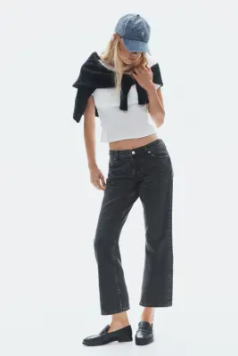 Bootcut Regular Waist Cropped Jeans - Noir denim — photo 1