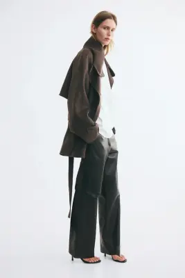 Manteau fait main en laine mélangée - Taupe foncé — photo 3