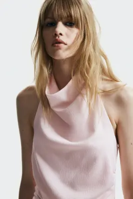 Robe dos nu à effet drapé - Rose pâle — photo 1