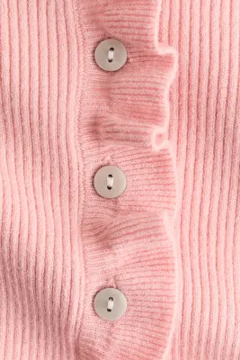 Gilet en maille côtelée avec volants ruchés - Rose clair — photo 4