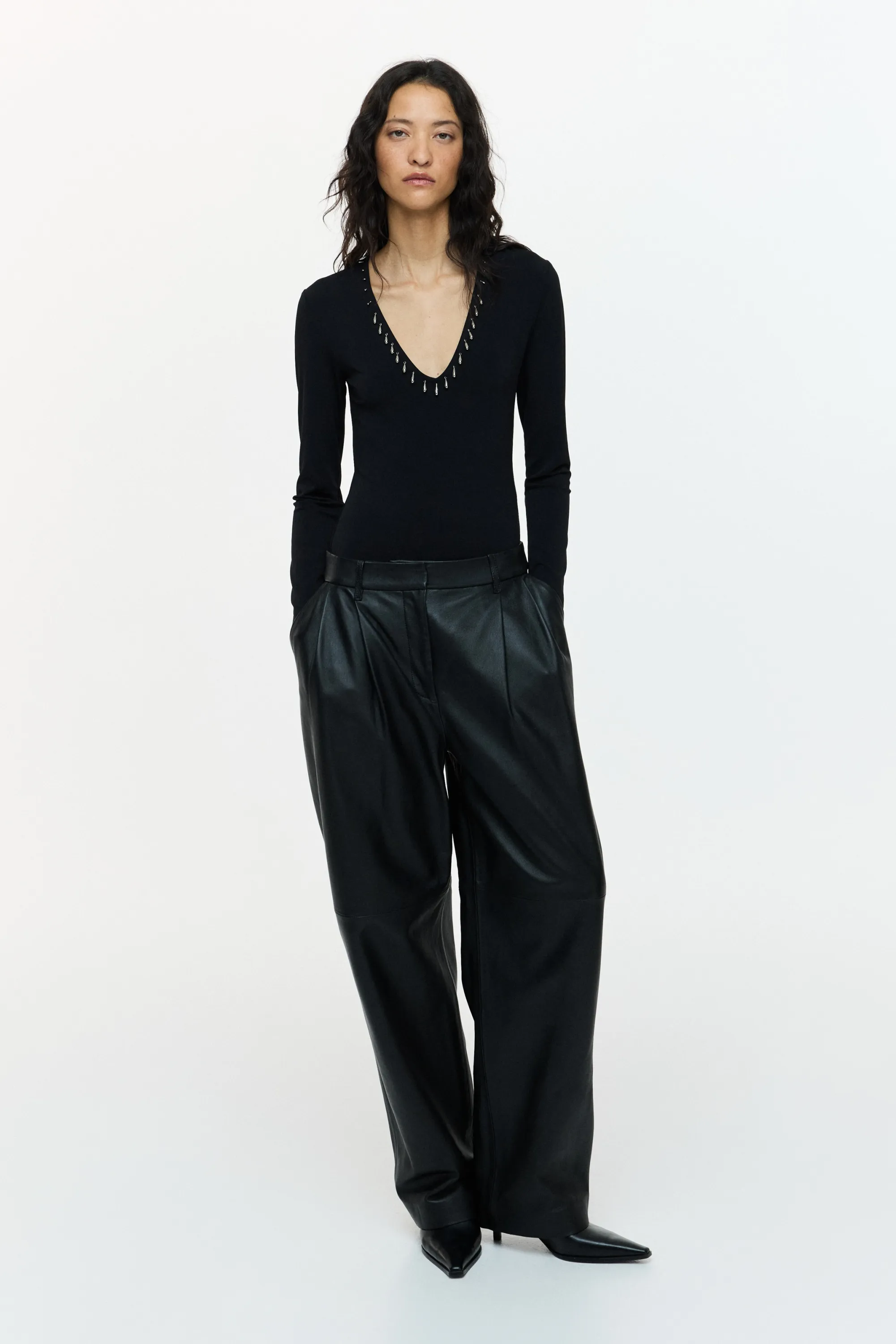 Body avec perles fantaisie - Noir