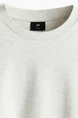 T-shirt Loose Fit en interlock - Gris clair chiné — photo 4