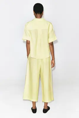 JUPE-CULOTTE EN LIN - JAUNE — photo 3
