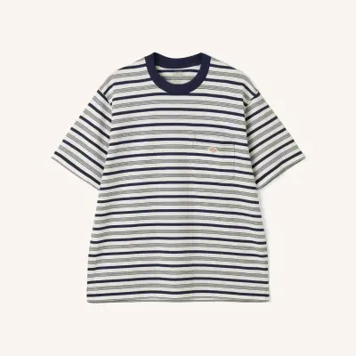 Le Tshirt Danton à poche poitrine - Navy x Blanc