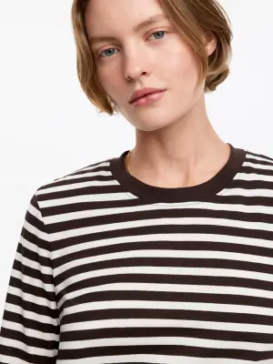 T-shirt signature à manches longues - Marron/Blanc — photo 4