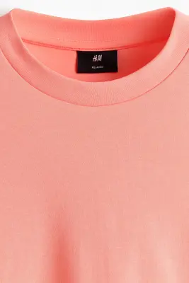 T-shirt Loose Fit en interlock - Rose corail — photo 4