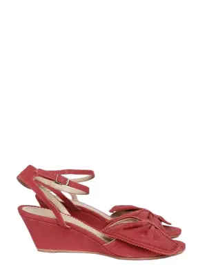 Sandales TERRY compensées à noeud en toile rouge cerise NEUVES Px boutique 500€ Taille 36 — photo 5