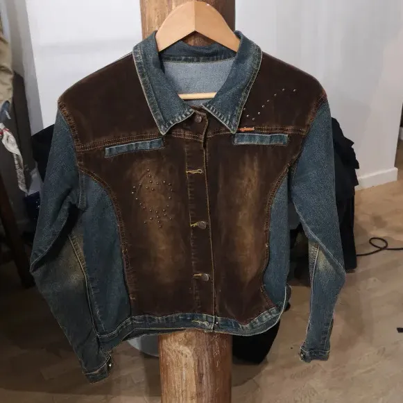 Veste en jean et velours marron