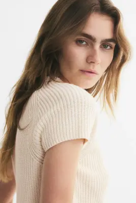 Top en maille - Beige clair — photo 1