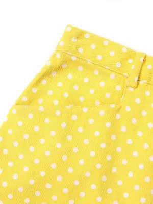 Jupe crayon taille haute jaune à pois blanc Taille 36 — photo 3