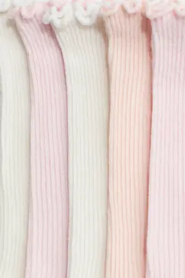 Lot de 5 paires de chaussettes en maille côtelée - Rose clair/rose poudré/blanc — photo 2