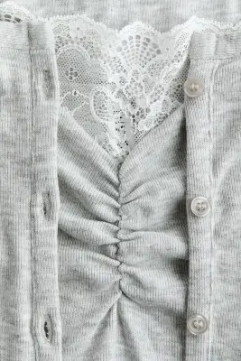 Ensemble 2 pièces gilet et top - Gris clair chiné — photo 3