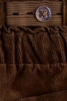 Pantalon jogger en velours côtelé avec doublure - Marron — photo 1