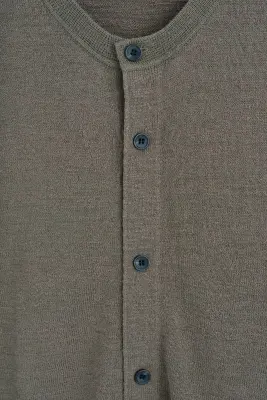 CARDIGAN À MANCHES COURTES EN MAILLE BOUCLÉE - KAKI CHINÉ — photo 5