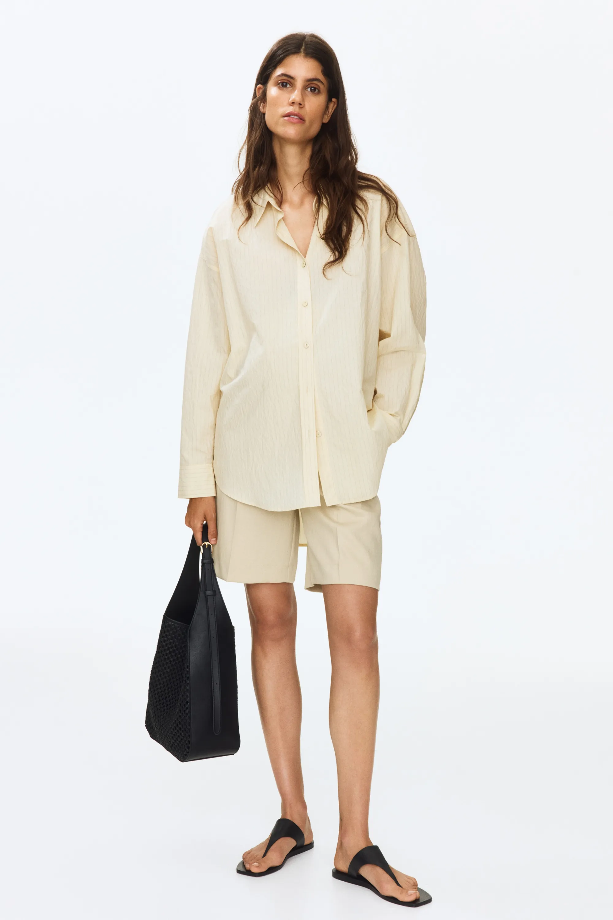 MAMA Short Bermuda en lin mélangé - Beige clair