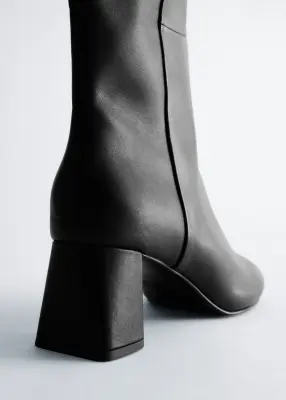 Bottes hauteur genou en cuir - Noir — photo 2