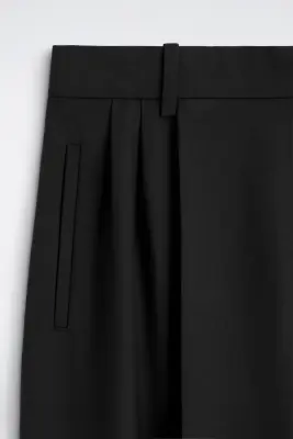 PANTALON LARGE À PLIS DÉCONTRACTÉ - NOIR — photo 4