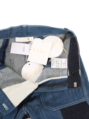Short bermuda en jean bleu brut et empiècements bleu moyen Px boutique 650€ Taille 36 — photo 5