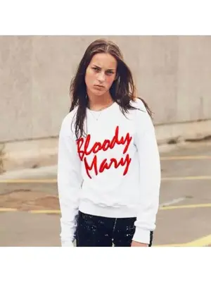 Sweatshirt BLOODY MARY blanc brodé rouge NEUF Prix boutique $268 Taille 34 — photo 2