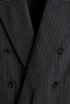 Veste Relaxed Fit à fermeture croisée - Gris foncé/rayures tennis — photo 2