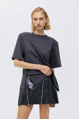 Top en modal mélangé - Gris foncé — photo 2