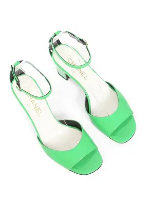 Sandales en cuir verni vert pomme à bride cheville Prix boutique 1250€ Taille 38 — photo 2