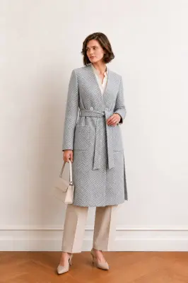 Blaire Wool Coat - Grey white — photo 1