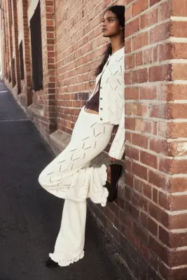 Gilet en maille pointelle - Beige clair — photo 2