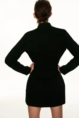 Robe à boutons en twill - Noir — photo 2