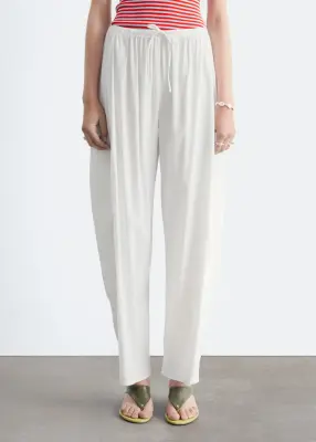 Pantalon large - Blanc — photo 5