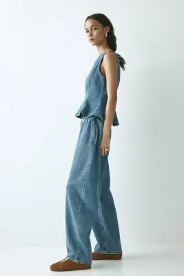 Pantalon en denim avec jambes barrel - Bleu denim — photo 3