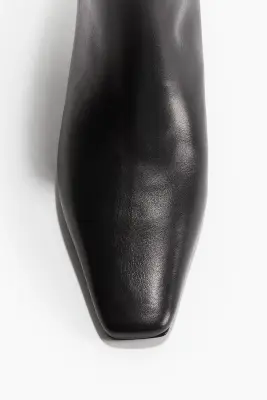Bottines à talon en cuir - Noir — photo 2