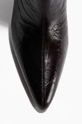 Bottines en cuir - Marron/imitation crocodile — photo 3