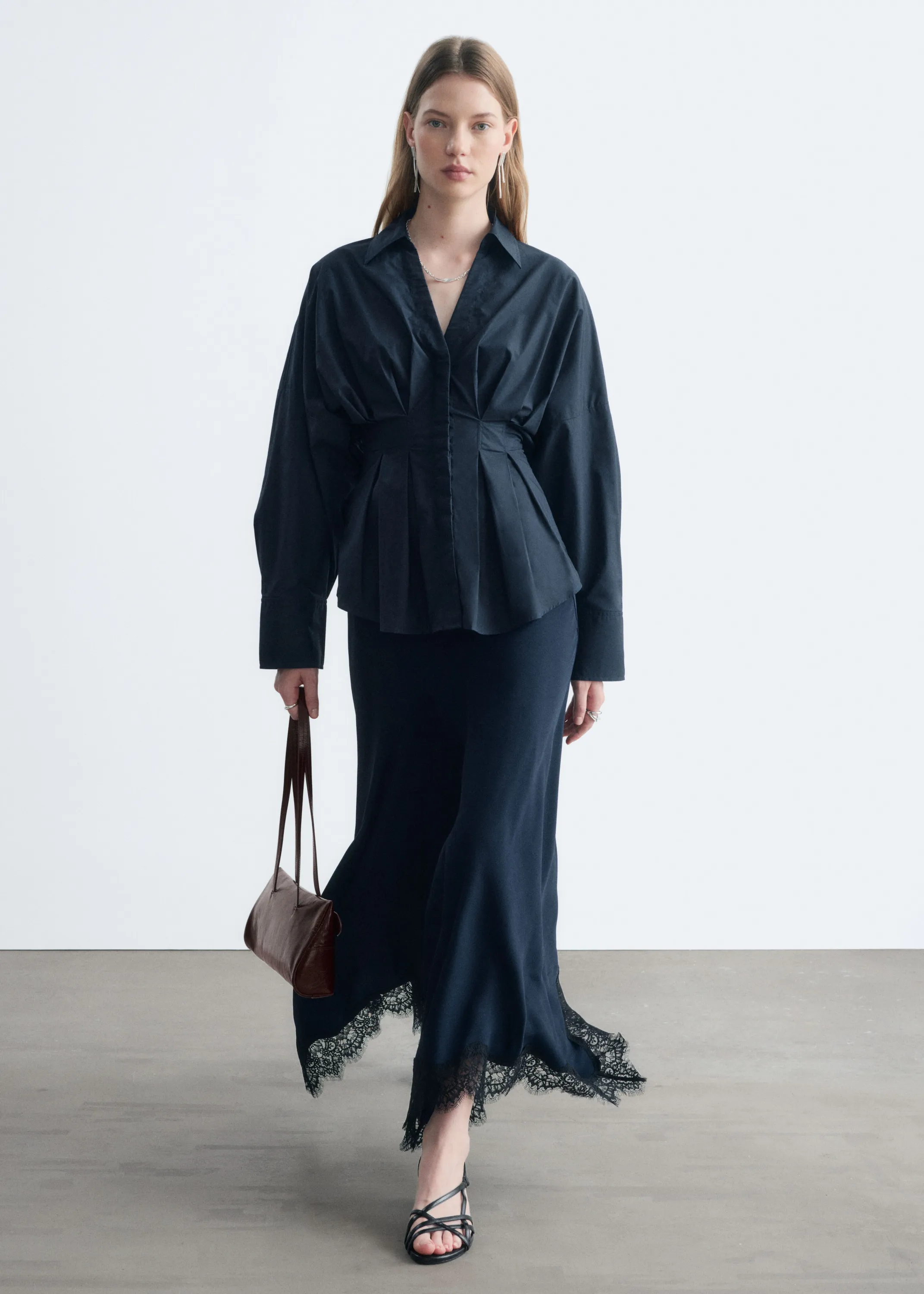 Chemise ajustée en coton - Bleu foncé