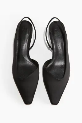 Escarpins à bride arrière en satin - Noir — photo 1