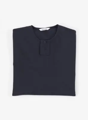 2 Buttons T-Shirt in Navy Blue Technical Knit — photo 3