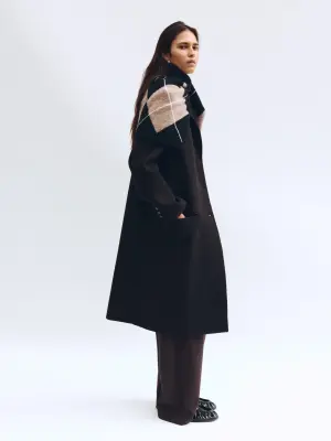 Manteau en laine mélangée - Marron foncé — photo 5