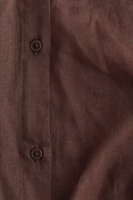 Robe chemise en lin mélangé - Marron foncé — photo 3