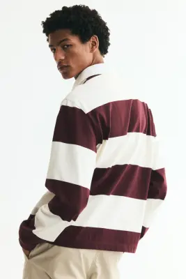 Polo de rugby Regular Fit en coton - Bordeaux/rayé — photo 2