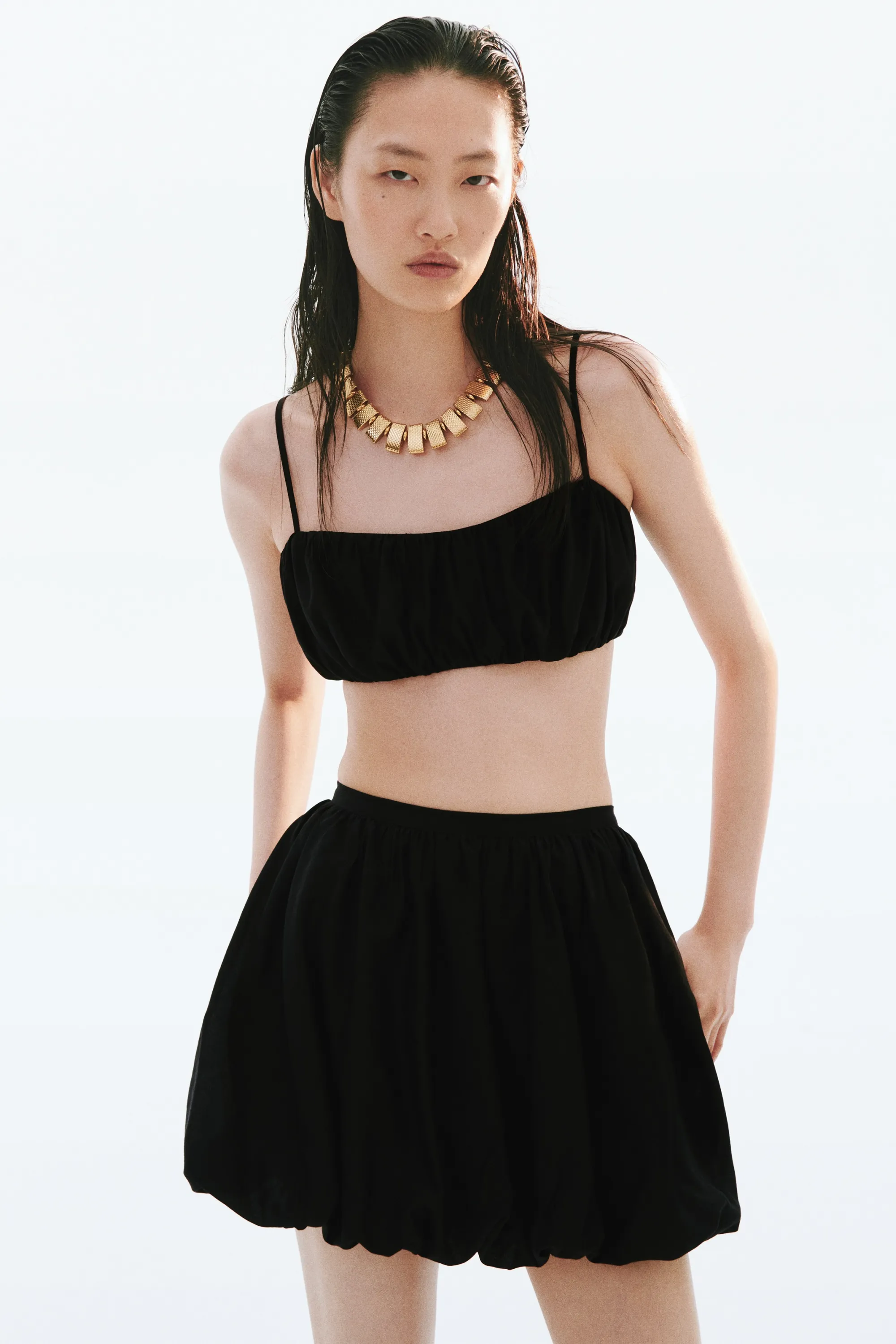 Crop top froncé - Noir