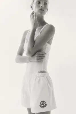 Short en coton avec taille élastique - Blanc/The Lounge Collective — photo 4