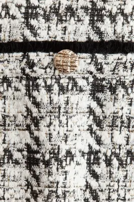 Robe frangée en maille bouclette - Crème/carreaux noirs — photo 4