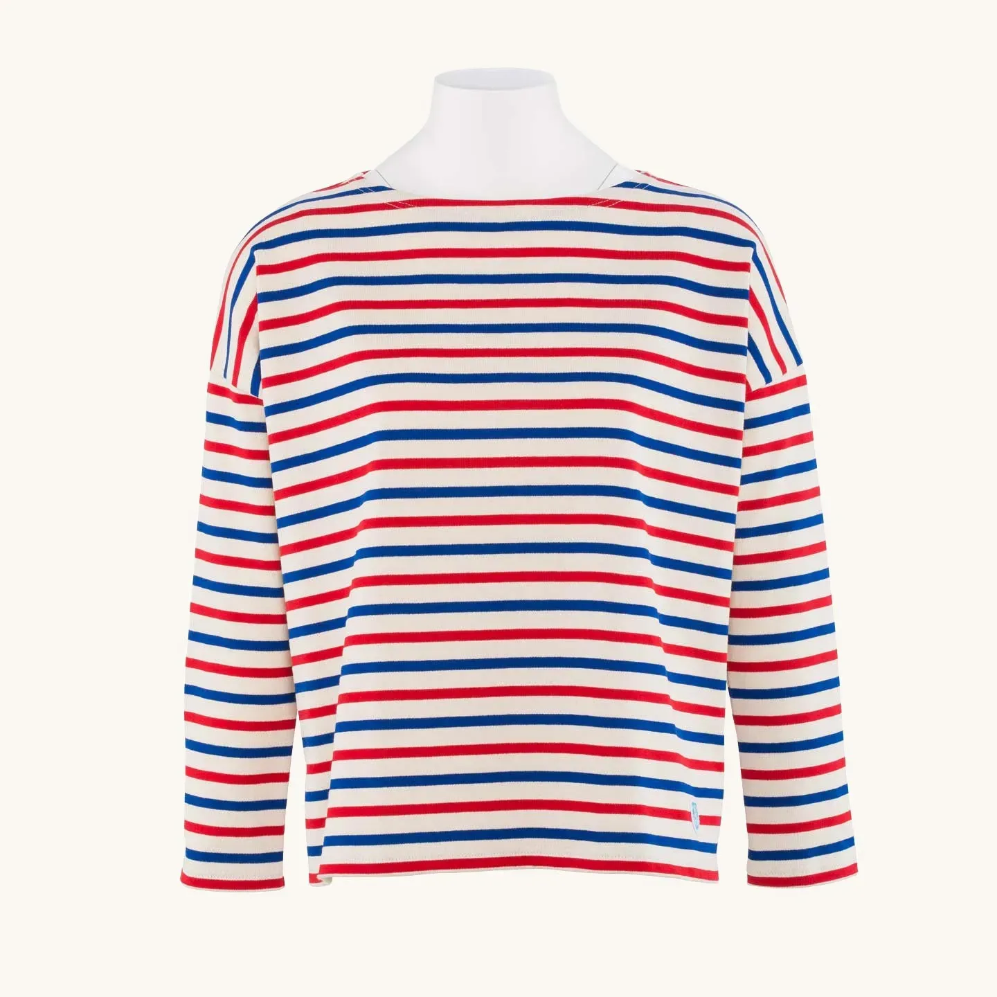 Marinière femme Écru / Indigo / Rouge Oversized