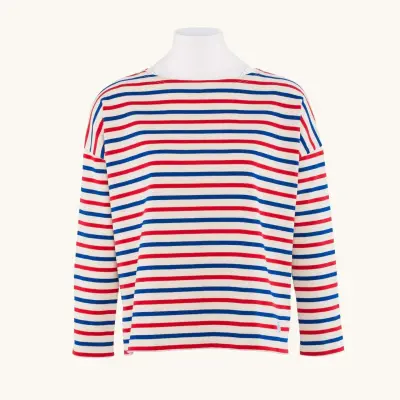 Marinière femme Écru / Indigo / Rouge Oversized — photo 1