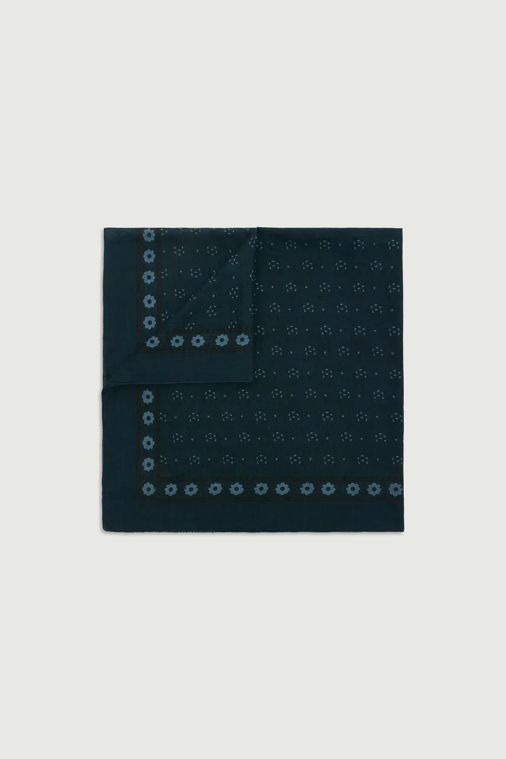 FOULARD CLASSIQUE COTON PÉTROLE/ANTHRACITE