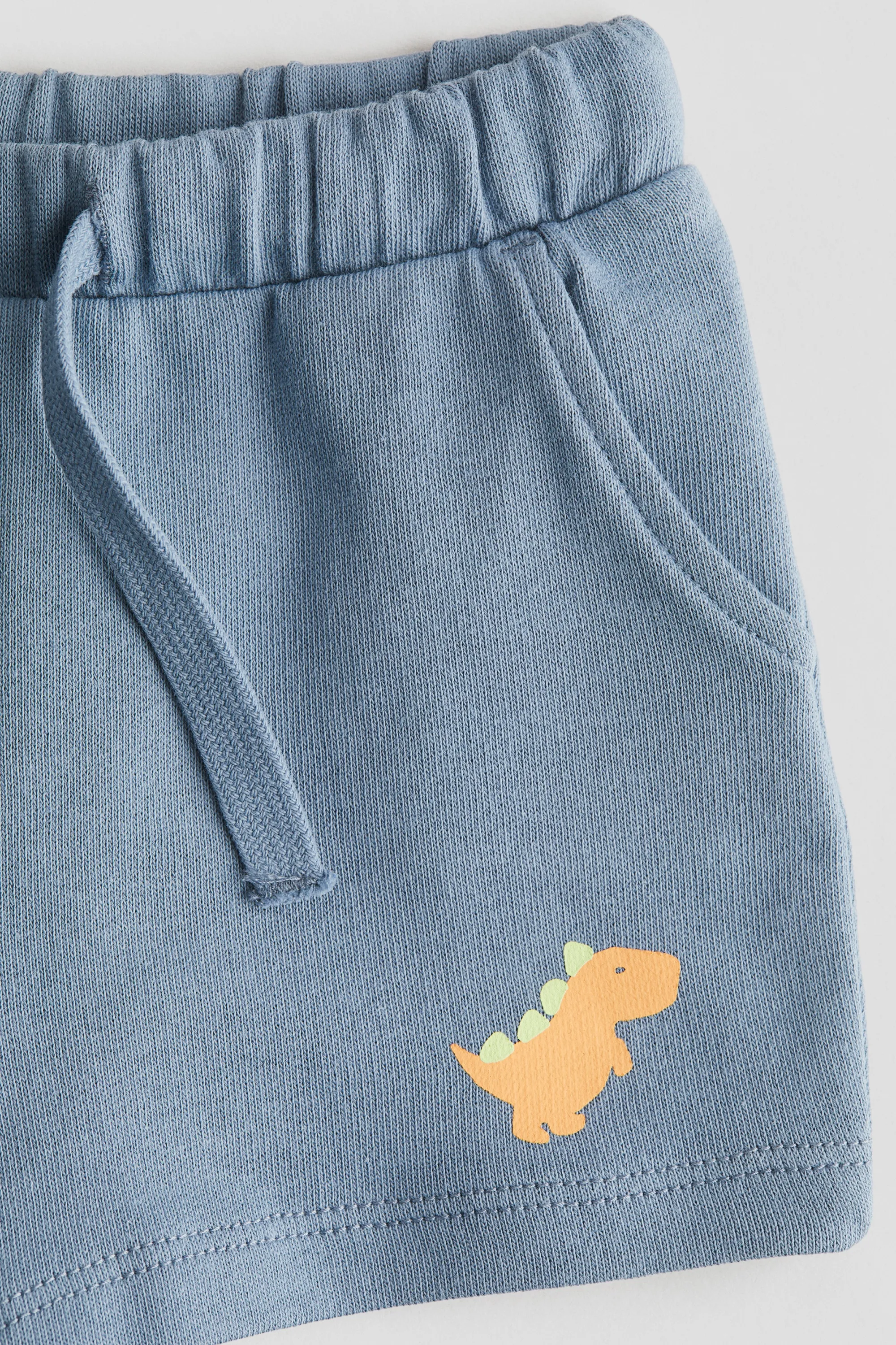 Short en molleton imprimé - Bleu ancien/dinosaure