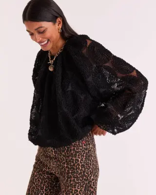 Blouse Ambre noir texturé — photo 3