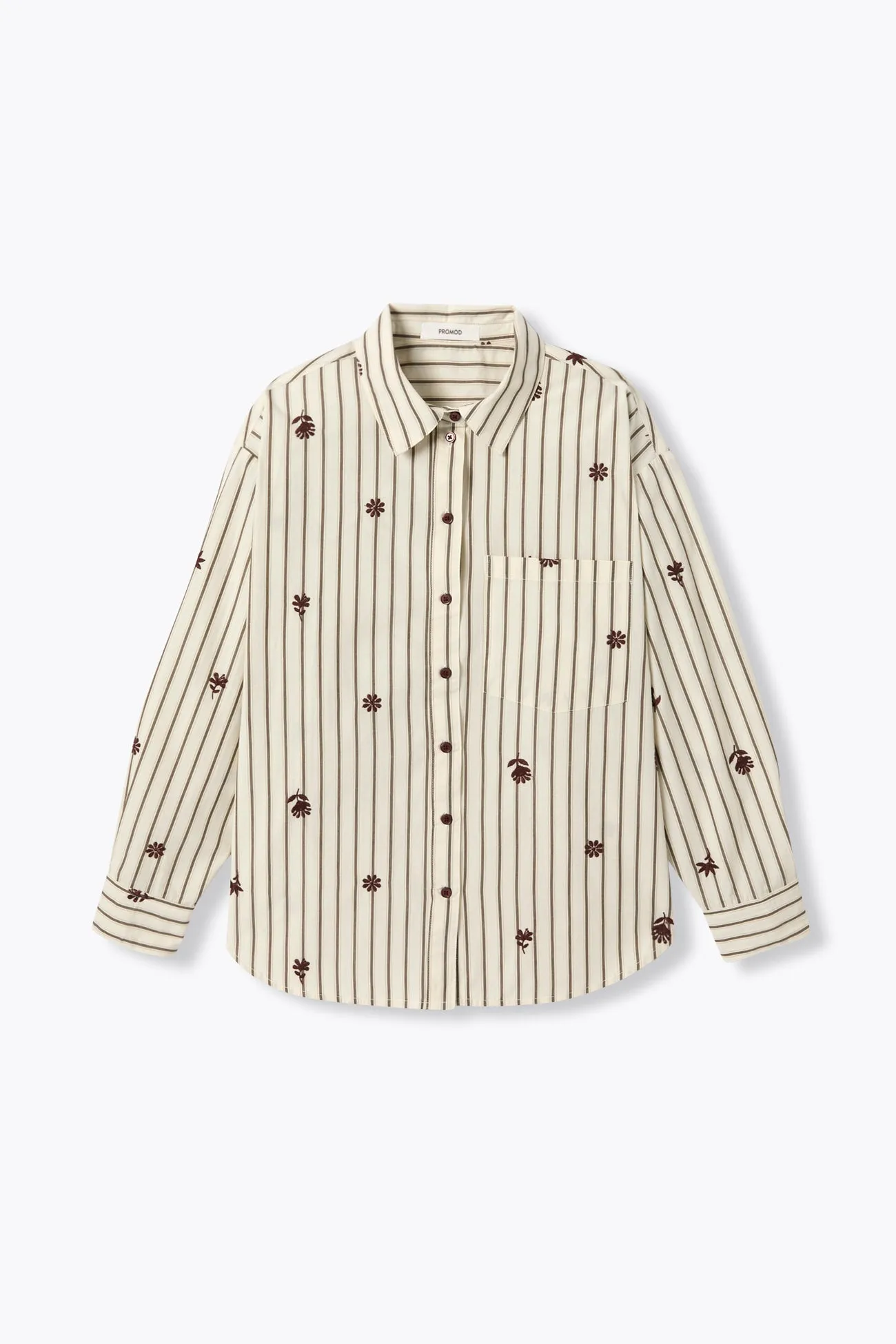 Chemise oversize rayée brodée