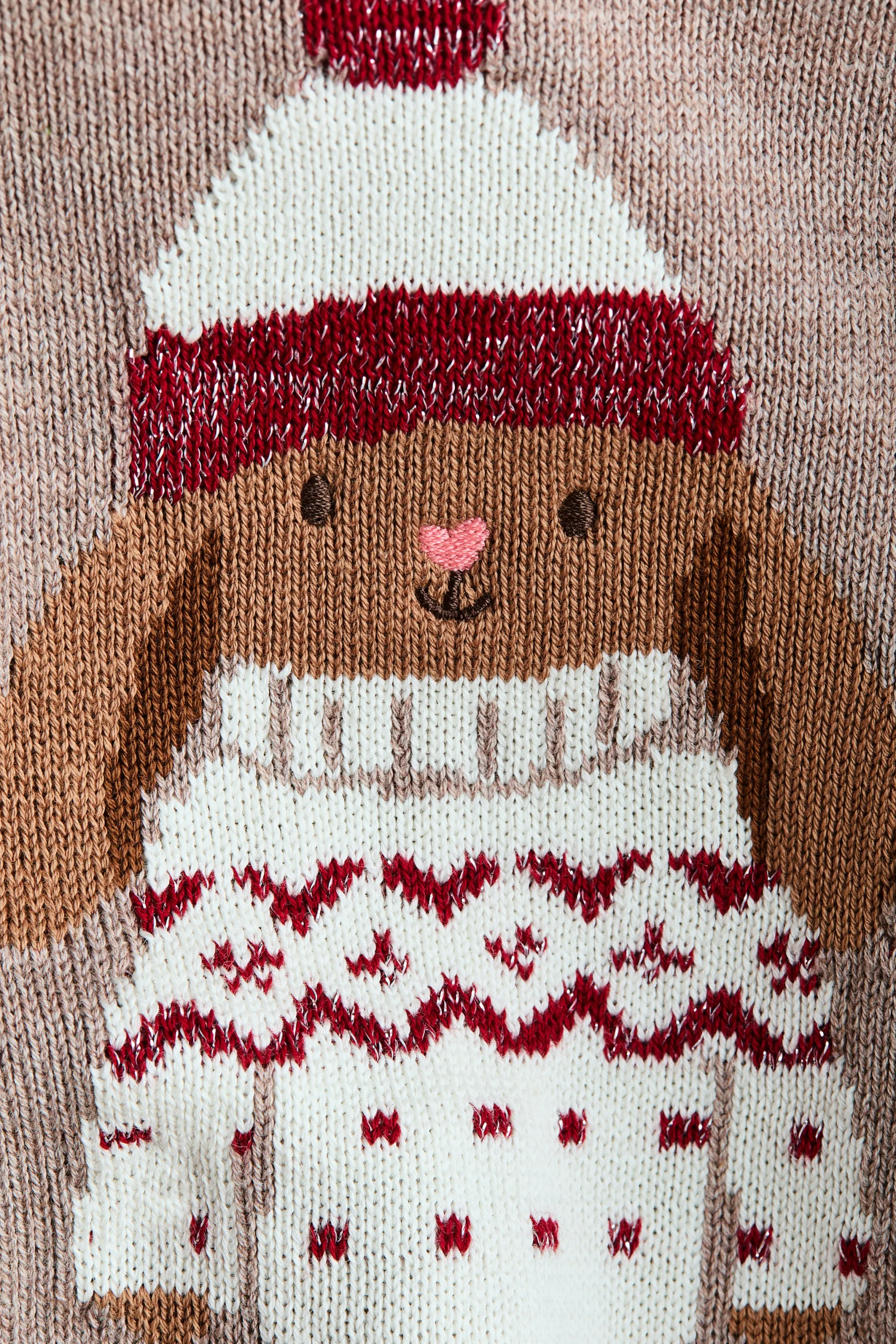Pull jacquard en coton - Taupe chiné/lapin