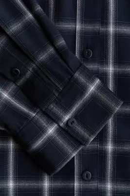 Chemise avec col foulard - Bleu marine/carreaux — photo 5